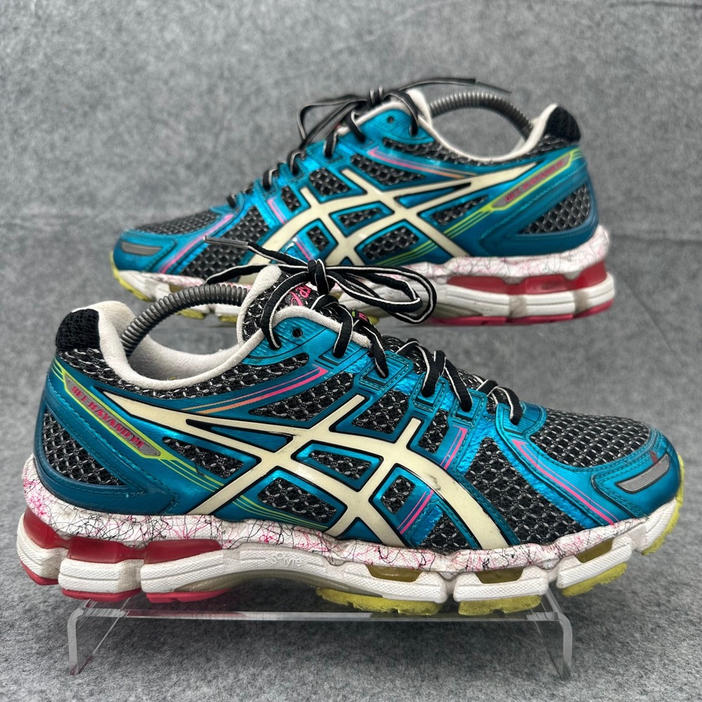 Asics Gel-Kayano 19 Running Shoes Womens 11 Teal Black Pink Sneakers Athletic
